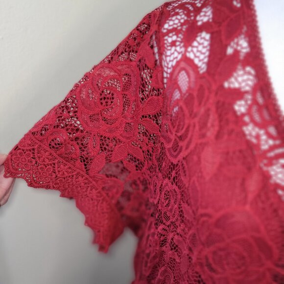 Torrid Red Mini Skater Dress Lace Fully Lined Short Ruffle Sleeve Women's 3X NWT - Picture 5 of 16